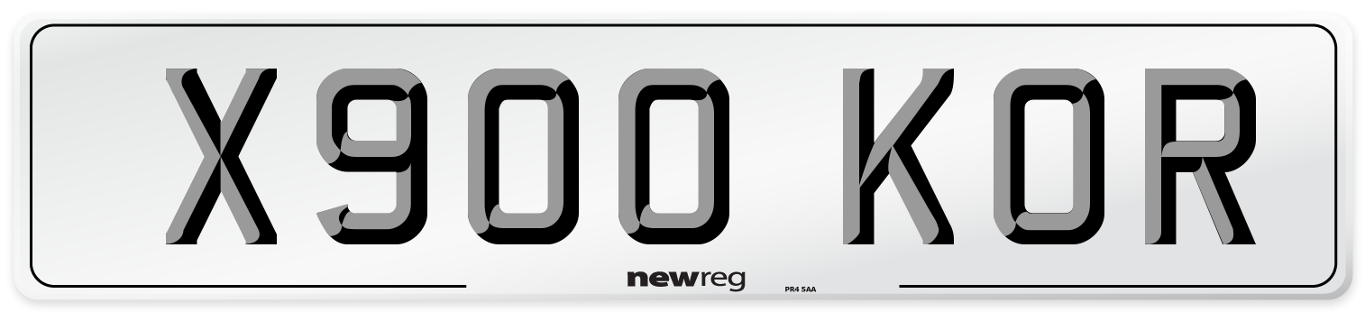 X900 KOR Number Plate from New Reg